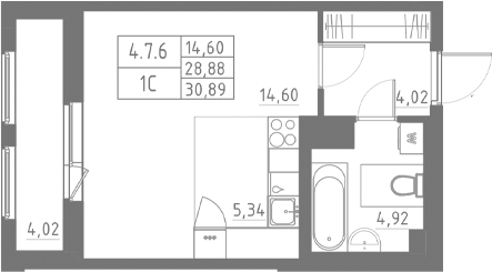 Планировка — Аквилон Солар, Студия, 29 м²