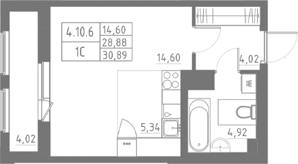 Планировка — Аквилон Солар, Студия, 29 м²