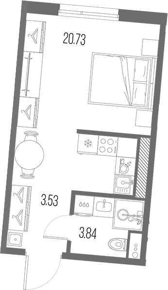 Планировка — Legenda Васильевского, Студия, 28 м²