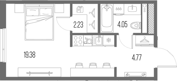 Планировка — Legenda Васильевского, Студия, 30 м²