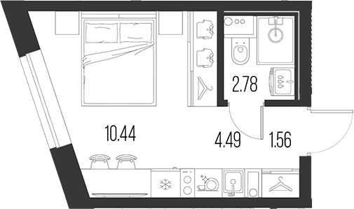 Планировка — Новая земля, Студия, 19 м²