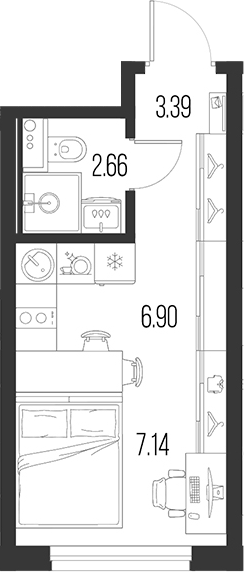 Планировка — Новая земля, Студия, 20 м²