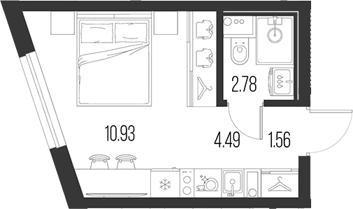Планировка — Новая земля, Студия, 20 м²