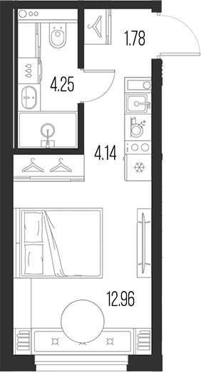 Планировка — Новая земля, Студия, 23 м²