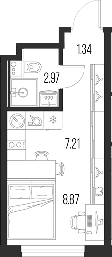 Планировка — Новая земля, Студия, 20 м²