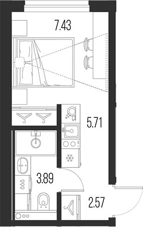 Планировка — Новая земля, Студия, 20 м²