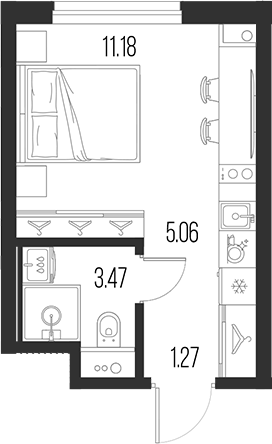 Планировка — Новая земля, Студия, 21 м²