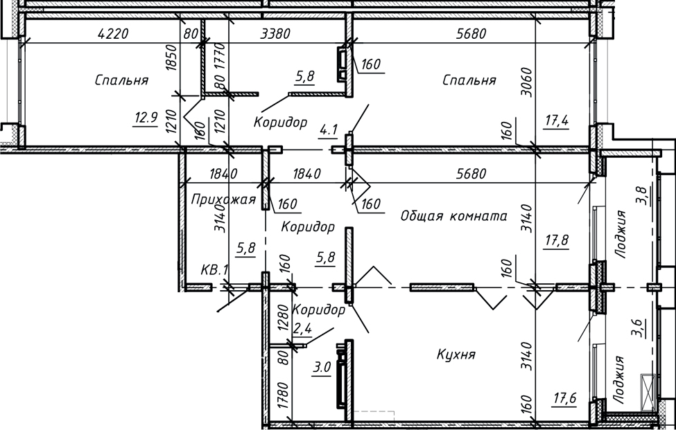 Планировка — Сибирь, 4-комн., 93 м²