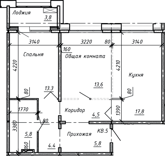 Планировка — Сибирь, 3-комн., 65 м²