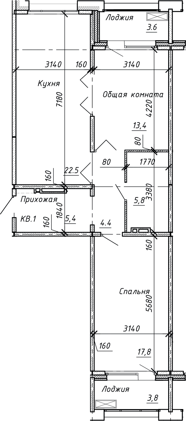 Планировка — Сибирь, 3-комн., 69 м²