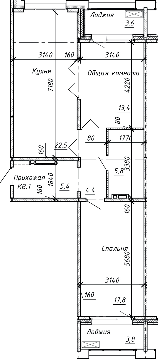 Планировка — Сибирь, 3-комн., 69 м²