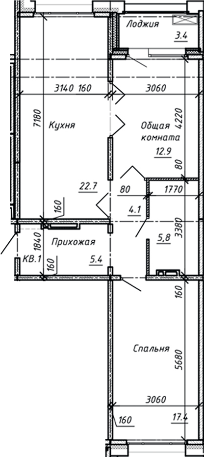 Планировка — Сибирь, 3-комн., 68 м²