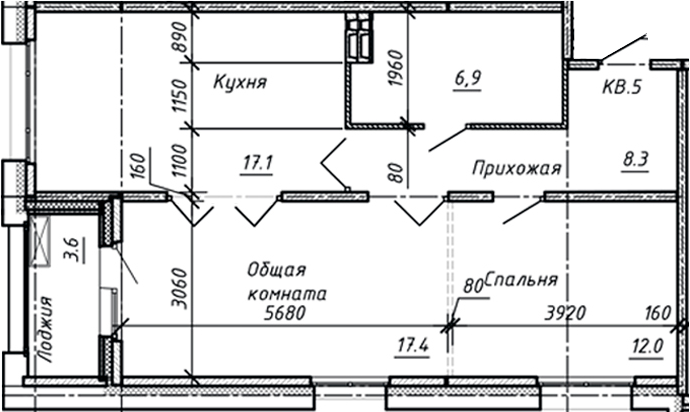 Планировка — Сибирь, 3-комн., 62 м²