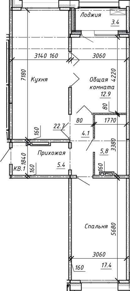 Планировка — Сибирь, 3-комн., 68 м²
