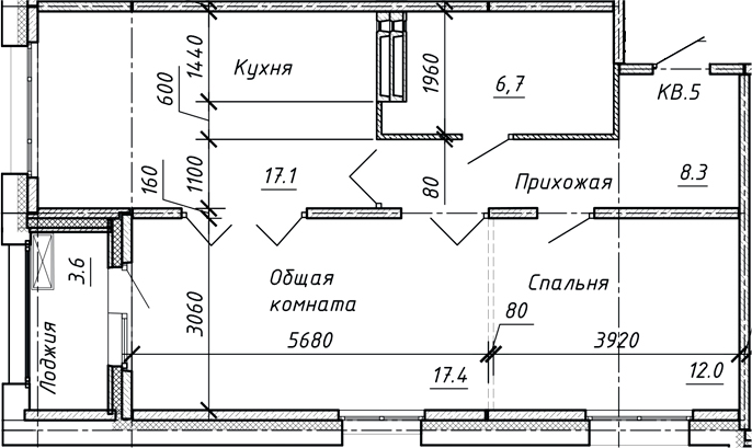 Планировка — Сибирь, 3-комн., 61 м²