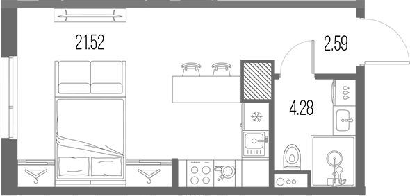 Планировка — Legenda Васильевского, Студия, 28 м²