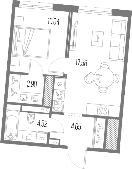 Планировка — Legenda Васильевского, 2-комн., 40 м²