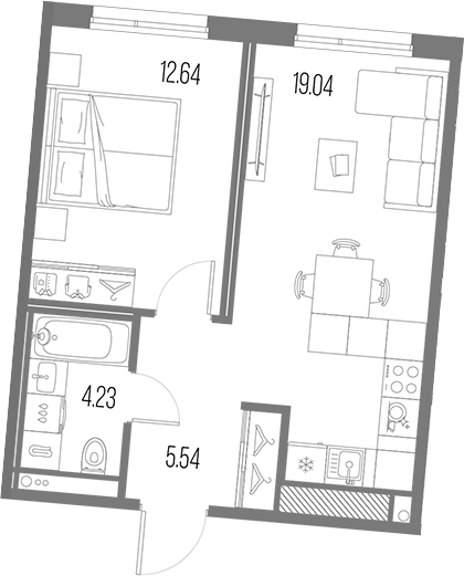 Планировка — Legenda Васильевского, 2-комн., 41 м²