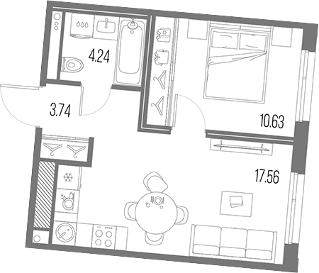 Планировка — Legenda Васильевского, 2-комн., 36 м²