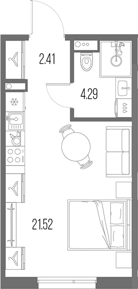 Планировка — Legenda Васильевского, Студия, 28 м²