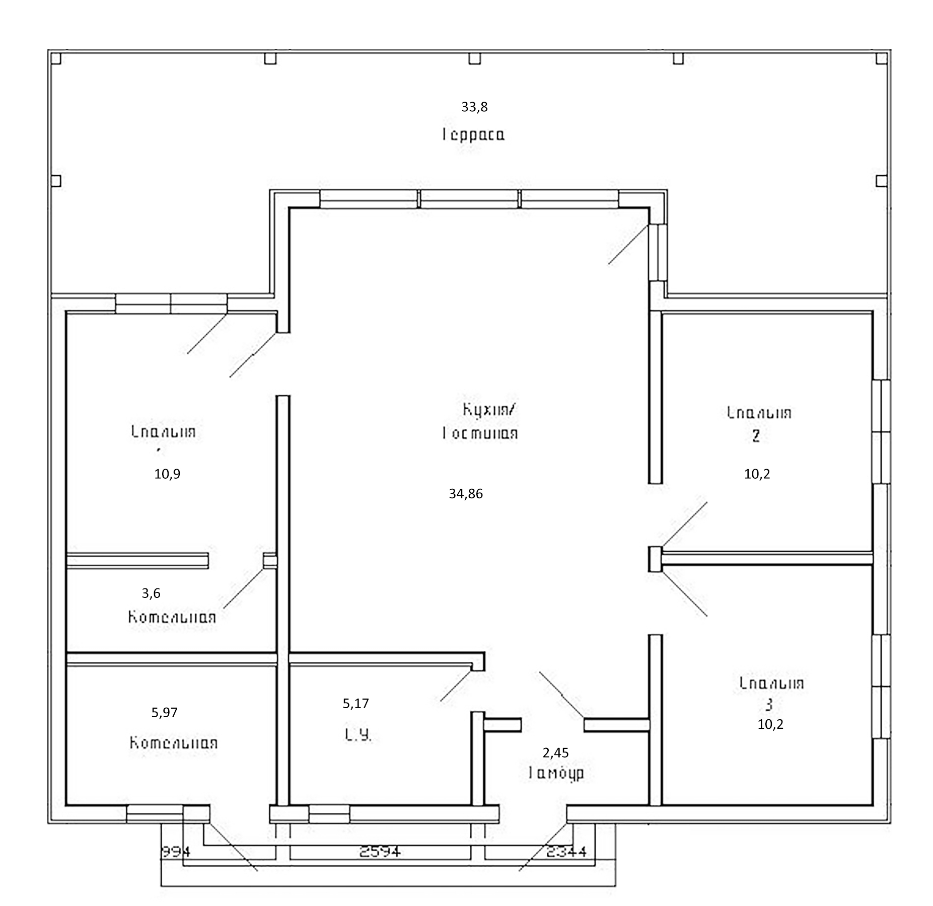 Планировка — Коттеджный поселок Мурава, 3-комн., 83 м²