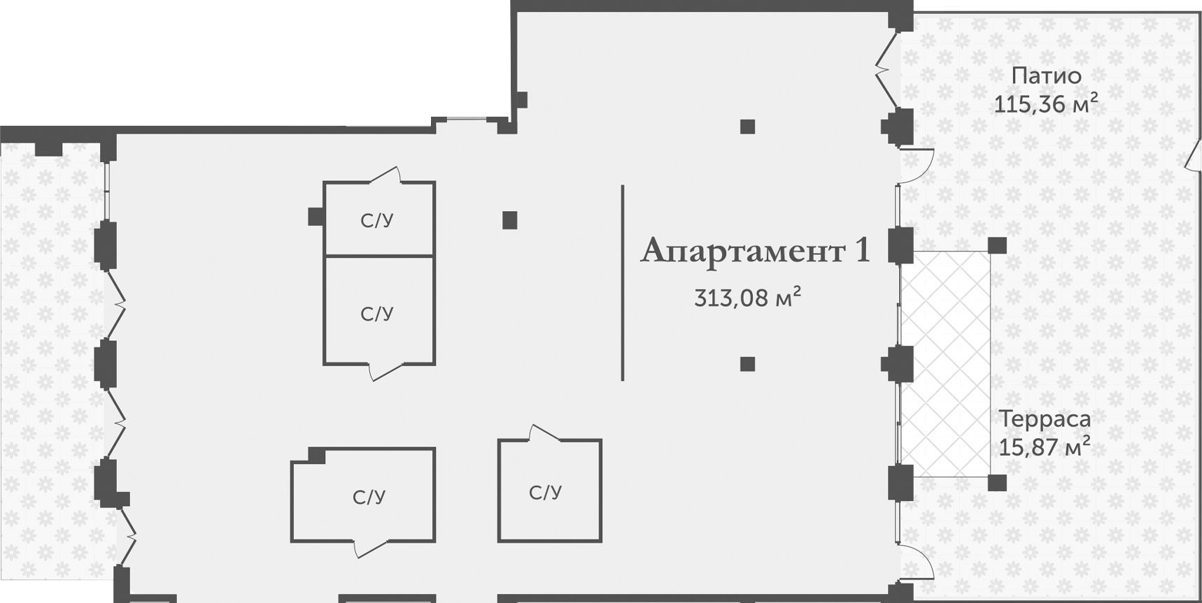 Планировка — Аструм, 1-комн., 313 м²