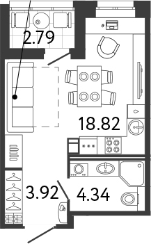 Планировка — Ultra City 3.0, Студия, 27 м²