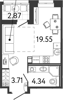 Планировка — Ultra City 3.0, Студия, 27 м²