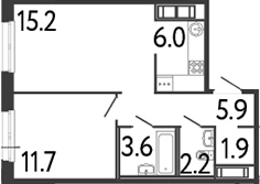 Планировка — Передвижники, 2-комн., 47 м²