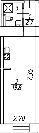 Планировка — Miles by Avenue apart, Студия, 26 м²