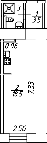 Планировка — Miles by Avenue apart, Студия, 25 м²