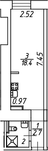 Планировка — Miles by Avenue apart, Студия, 24 м²