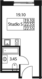 Планировка — Арт Плаза, Студия, 23 м²