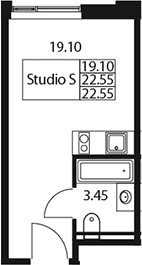 Планировка — Арт Плаза, Студия, 23 м²