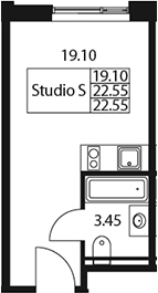 Планировка — Арт Плаза, Студия, 23 м²