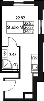 Планировка — Арт Плаза, Студия, 26 м²