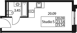 Планировка — Арт Плаза, Студия, 24 м²