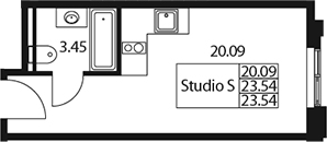 Планировка — Арт Плаза, Студия, 24 м²