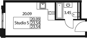 Планировка — Арт Плаза, Студия, 24 м²
