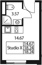 Планировка — Арт Плаза, Студия, 18 м²