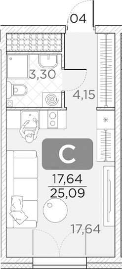 Планировка — Гильдия, Студия, 25 м²