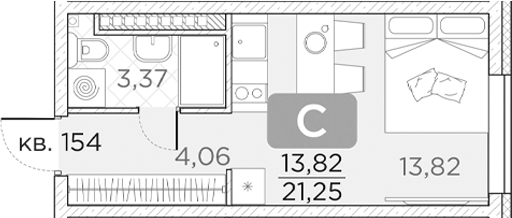 Планировка — Гильдия, Студия, 21 м²