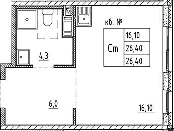 Планировка — PLUS Пулковский, Студия, 26 м²
