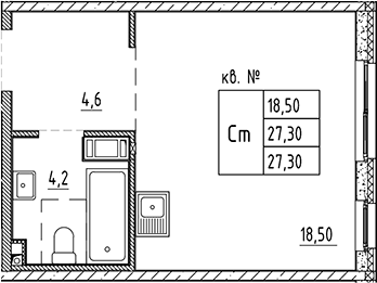 Планировка — PLUS Пулковский, Студия, 27 м²
