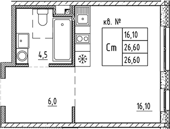 Планировка — PLUS Пулковский, Студия, 27 м²