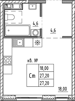 Планировка — PLUS Пулковский, Студия, 27 м²