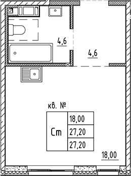 Планировка — PLUS Пулковский, Студия, 27 м²