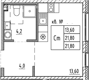 Планировка — PLUS Пулковский, Студия, 22 м²
