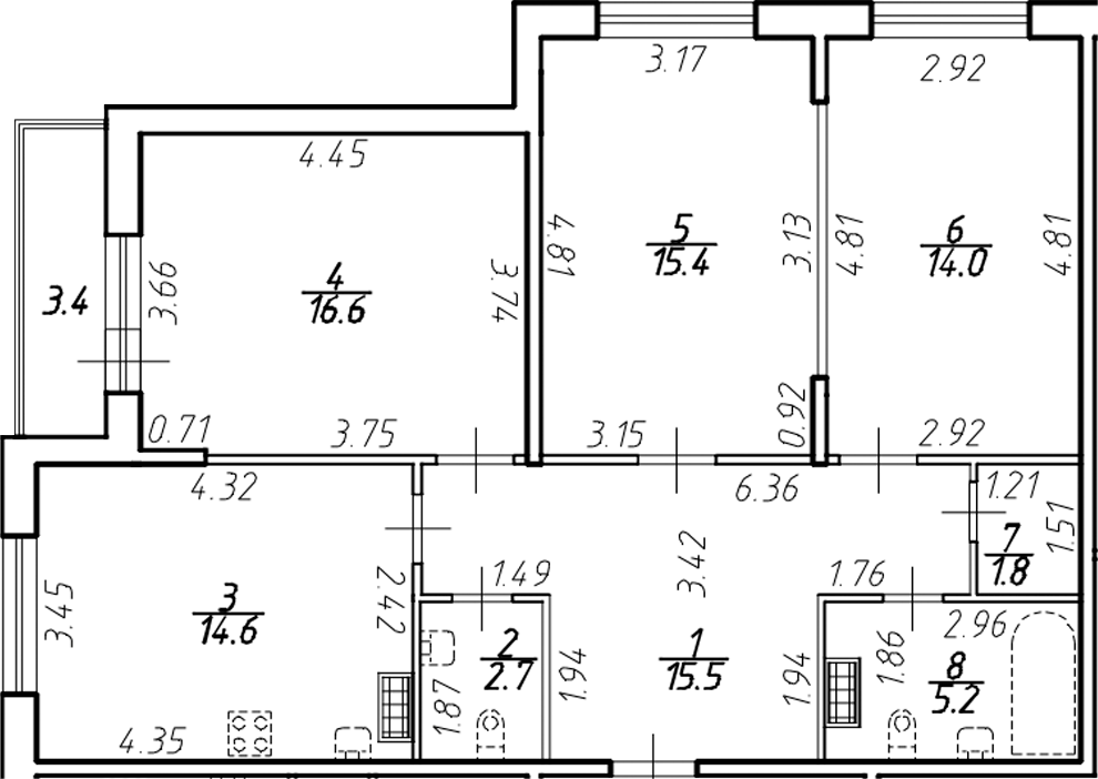 Планировка — Ингрия Лэнд, 3-комн., 86 м²
