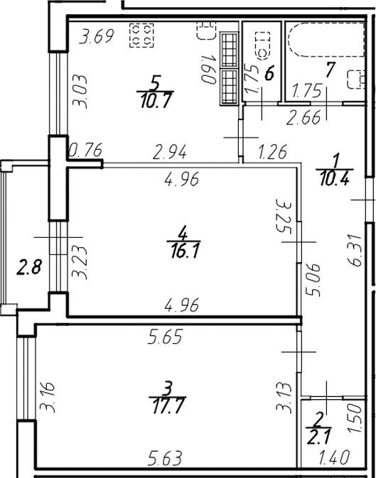 Планировка — Ингрия Лэнд, 2-комн., 62 м²